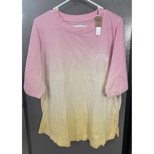 Victoria's Secret PINK Women's Large Logo‎ Varsity Crew Tee Shirt Ombre NEW